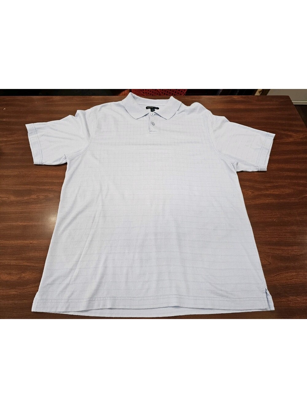 Van Heusen Studio Men's Large Blue Polo Shirt Cotton Blend Short Sleeve